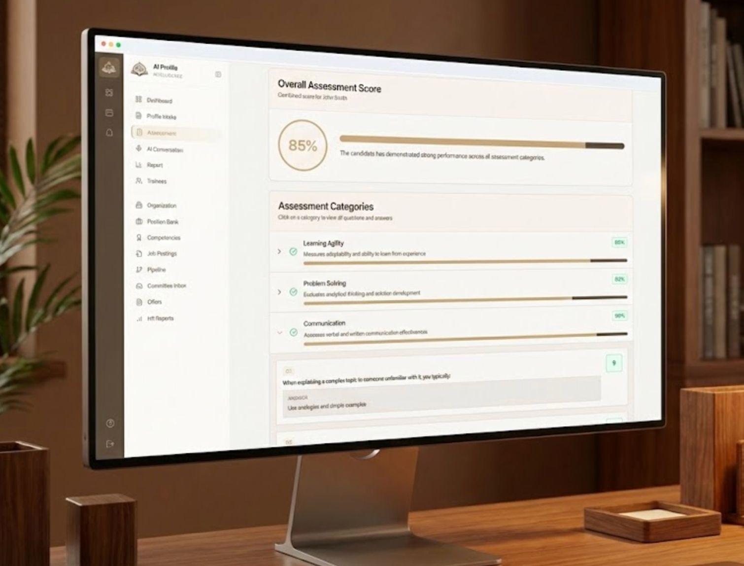 Overall Assessment Score - competency categories with detailed scoring