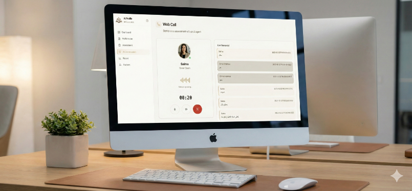 AI Voice Interview - Web Call with AI agent and live transcript