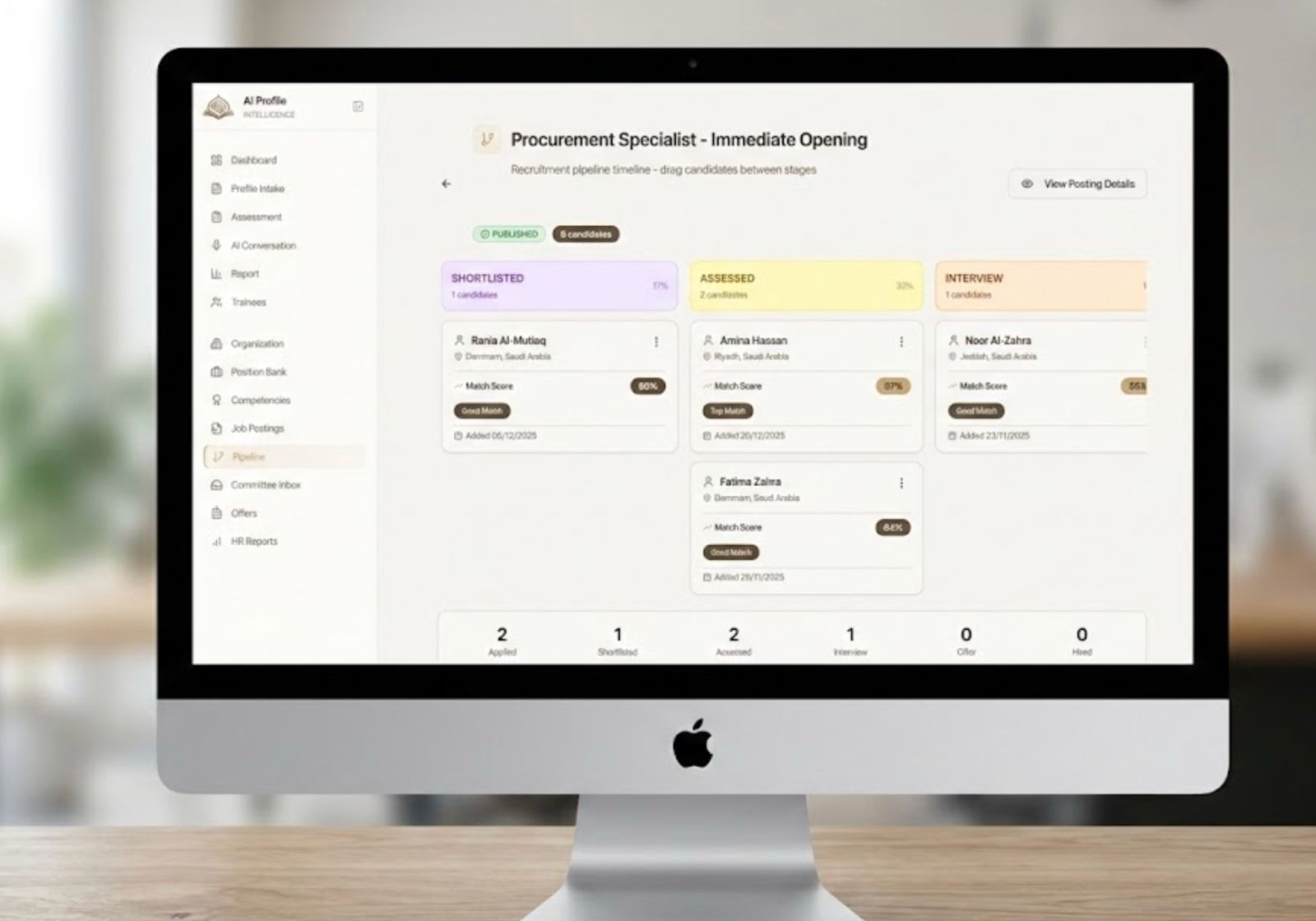 AI Profile Pipeline - Recruitment workflow with candidate stages